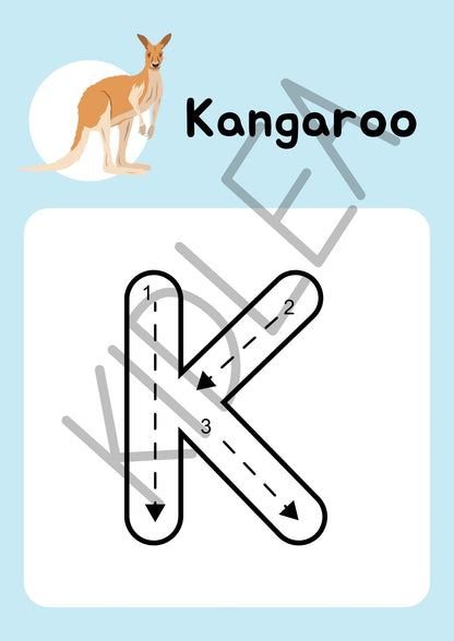 Alphabet Tracing Workbook – 26 Animal-Themed Pages