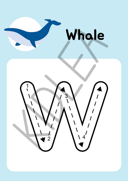 Alphabet Tracing Workbook – 26 Animal-Themed Pages